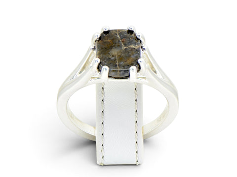 Lunette Moon Ring - Lunar Meteorite Jewelry - Size 6.8