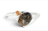 Luna Cressida Ring - Lunar Meteorite Jewelry - Size 6