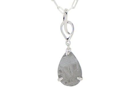 MUONIONALUSTA Drop meteorite pendant I Sterling Silver Necklace - Meteorite Jewelry