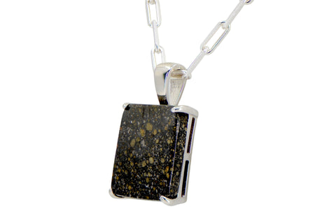 Midnight Tessera Pendant I R3 Chondrite Necklace I Sterling Silver - Meteorite Jewelry