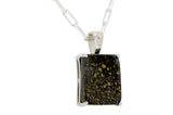 Midnight Tessera Pendant I R3 Chondrite Necklace I Sterling Silver - Meteorite Jewelry