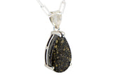 Aethel Tear Drop Pendant I R3 Chondrite Necklace I Sterling Silver - Meteorite Jewelry