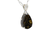 Aethel Tear Drop Pendant I R3 Chondrite Necklace I Sterling Silver - Meteorite Jewelry
