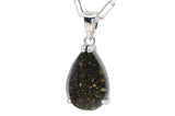 Aethel Tear Drop Pendant I R3 Chondrite Necklace I Sterling Silver - Meteorite Jewelry