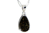 Aethel Tear Drop Pendant I R3 Chondrite Necklace I Sterling Silver - Meteorite Jewelry