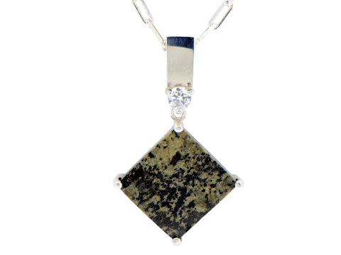 White Mars Necklace I Martian Meteorite Silver Pendant with white Diamond