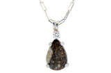 La Gardenia Moon Necklace I Lunar Meteorite Pendant with White Diamond