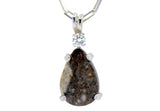 La Gardenia Moon Necklace I Lunar Meteorite Pendant with White Diamond