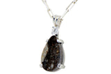 La Gardenia Moon Necklace I Lunar Meteorite Pendant with White Diamond