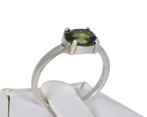 MOLDAVITE Glass Beautiful Faceted Ring - Size 7 - Jewelry