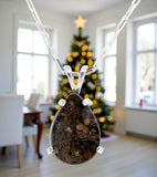 Moon Drop Necklace I Lunar Meteorite Jewelry I Silver Pendant