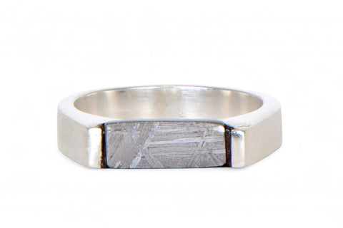 Beautiful Etched Gibeon Meteorite ring I Size 5 3/4  - Meteorite Jewelry