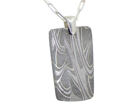 Meteorite Damascus Pendant I Sterling Silver Necklace - Meteorite Jewelry