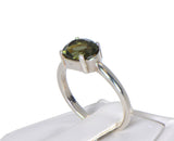 MOLDAVITE Glass Beautiful Faceted Ring - Size 5.75 - Jewelry