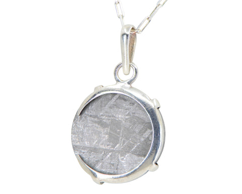 Crescent Moon GIBEON meteorite pendant I Sterling Silver Necklace - Meteorite Jewelry