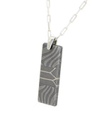 Meteorite Damascus Pendant I Sterling Silver Necklace - Meteorite Jewelry