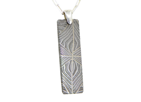 Meteorite Damascus Pendant I Sterling Silver Necklace - Meteorite Jewelry