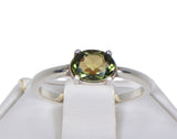 MOLDAVITE Glass Beautiful Faceted Ring - Size 6.75 - Jewelry
