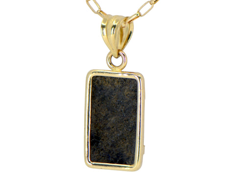 Martian Meteorite Pendant - Genuine Mars Meteorite Jewelry - 14Kt Gold