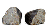 34.06g & 40.92g H5 Chondrite Meteorite half pieces with fusion crust I NWA 18056