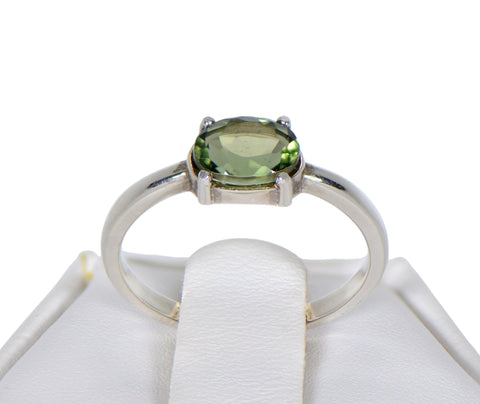 MOLDAVITE Glass Beautiful Faceted Ring - Size 5.75 - Jewelry