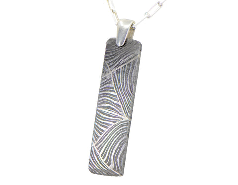 Meteorite Damascus Pendant I Sterling Silver Necklace - Meteorite Jewelry