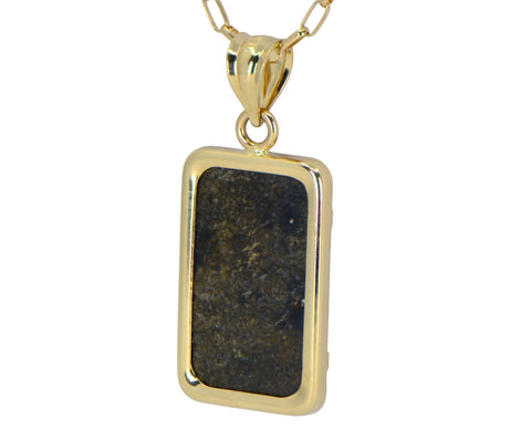 Martian Meteorite Pendant - Genuine Mars Meteorite Jewelry - 14Kt Gold