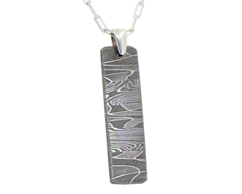 Meteorite Damascus Pendant I Sterling Silver Necklace - Meteorite Jewelry