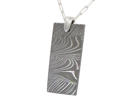 Meteorite Damascus Pendant I Sterling Silver Necklace - Meteorite Jewelry