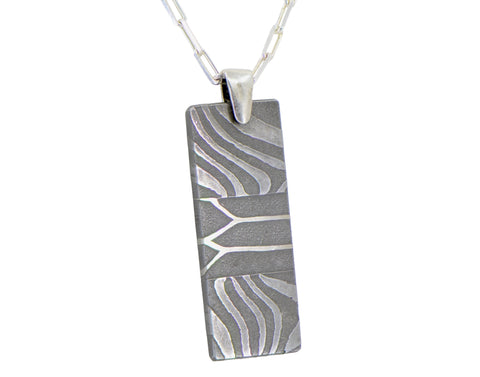 Meteorite Damascus Pendant I Sterling Silver Necklace - Meteorite Jewelry
