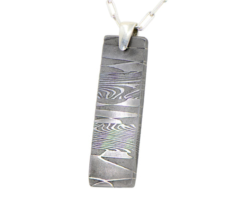 Meteorite Damascus Pendant I Sterling Silver Necklace - Meteorite Jewelry