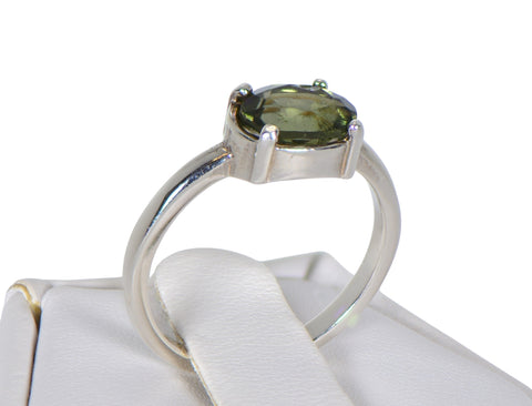 MOLDAVITE Glass Beautiful Faceted Ring - Size 5.5 - Jewelry
