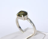 MOLDAVITE Glass Beautiful Faceted Ring - Size 5.75 - Jewelry