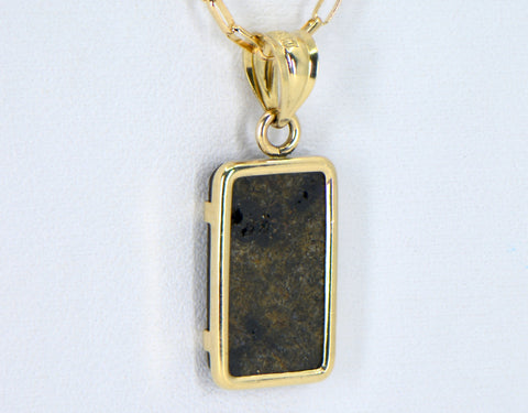 Martian Meteorite Pendant - Genuine Mars Meteorite Jewelry - 14Kt Gold