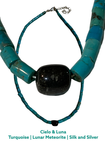 Cielo & Luna - Turquoise with Lunar Meteorite Necklace